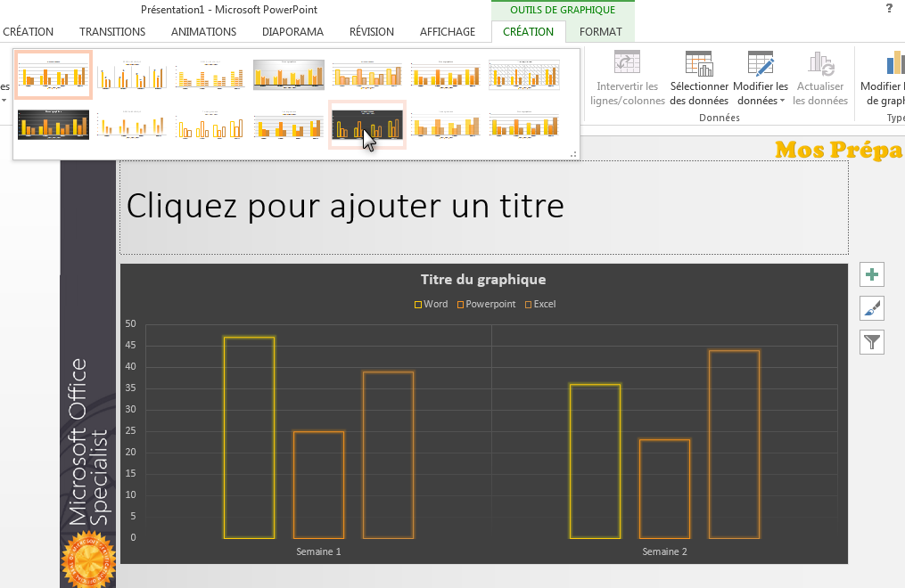 Insérer et formater des graphiques